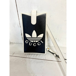 Gucci X Adidas Leather Smartphone Case Crossbody Bag Black/White