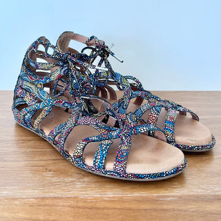 Gentle Souls Kenneth Cole Leather Gladiator Flat Sandal Multicolor Women Sz 6.5