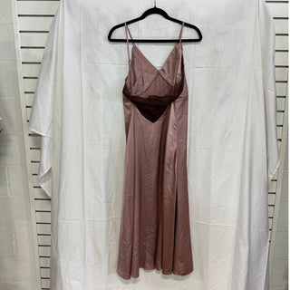 Commense Satin Sleeveless V-Neck Open Back Maxi Slip Dress Purple Women's Size S