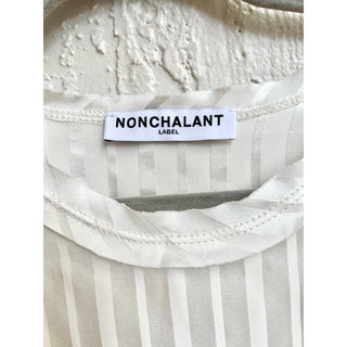 Nonchalant Label Melanie Striped Sleeveless Muscle Crop Top White Womens Size S