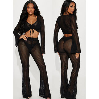 NWT Fashion Nova Summer In Bali 2 Piece Coverup Matching Set Black Women Size XS