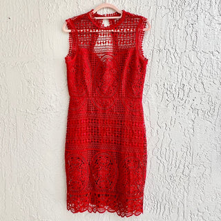 Lovers + Friends Sleeveless Lace Cutout Back Blush Mini Dress Red Women's Medium