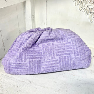 Bottega Veneta Towel Effect Ruched Purse Clutch Handbag Lilac