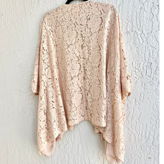 Chaser Kimono Sleeve Lace Open Front Top Blouse Peach Blush Women's Size S - L