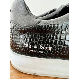 Rag & Bone Leather Embossed Crocodile Sneaker Shoes Black Womens Size 36.5 / 6.5