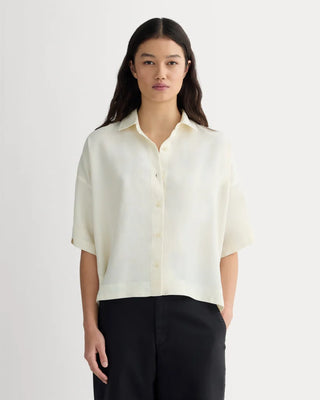 NWT Everlane The Short-Sleeve Square Boxy Shirt Butterlite Bone Women's Medium