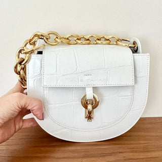 Elie Tahari Embossed Genuine Leather Crossbody Top Handle Bag White Women's