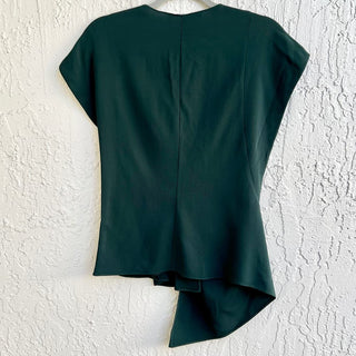 Zara Short Sleeve Twist Knot Asymmetrical Hem Top Blouse Green Women's Small