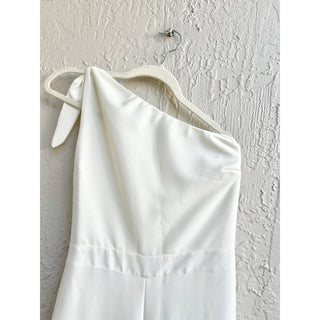 Karina Grimaldi One Shoulder Asymmetrical Wide Leg Jumpsuit White Women's Medium