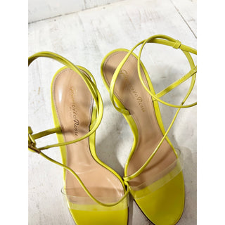 Gianvito Rossi Patent Leather Clear-Strap Asymmetric Sandals Lime Women's 37 / 7