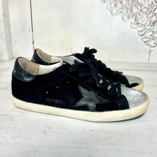 NWT Golden Goose Superstar Mixed Media Suede Low-Top Sneakers Black Women's 38