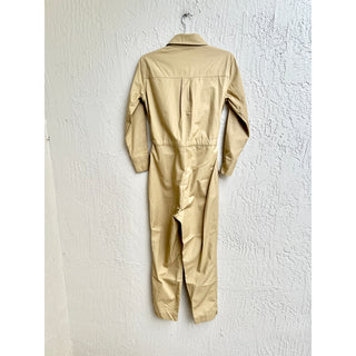 NWOT Avenue The Label Billie Long Sleeve Button Utility Cotton Jumpsuit Beige XS