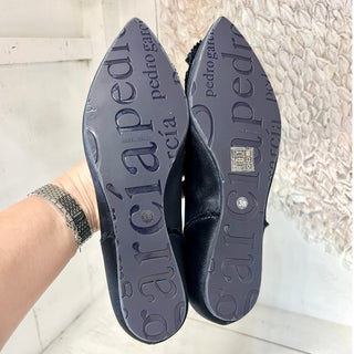 NWT Pedro Garcia Albany Satin Slip On Pointed Toe Ballet Flats Navy Women's 38