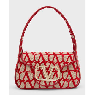 NWT Valentino Garavani Iconographe Loco Canvas Envelope Hobo Bag Red One Size