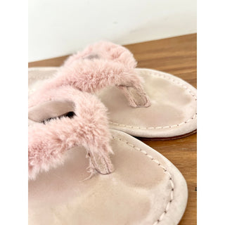 Madison Maison Ivanka Artificial Fur Flip-Flops Pink Women's Size 39 / 8.5