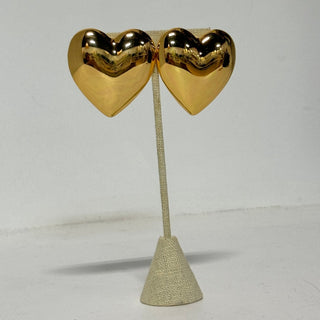 HM Gold Plated Heart Shaped Women's Statement Clip-On Earrings