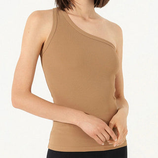 NWOT Zimmermann Asymmetric Neck Ribbed Jersey One Shoulder Top Camel Women's 0