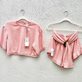 NWT $440 Bec + Bridge Cropped Ollie Top & Ollie Short Musk Pink Women's US 4