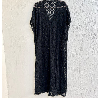 Anthropologie Dolman Sleeve Sheer Crochet Cover Up Maxi Dress Black Women's XS