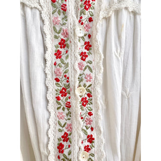 Tularosa Floral Embroidered Noah Combishort Romper White Women's Size Medium