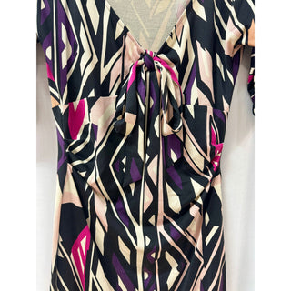 Diane Von Furstenberg Silk Jersey Knee Length Sheath Dress Black/Purple US 6