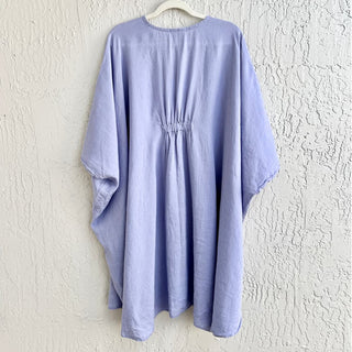 $350 Linen in Motion Dolman Sleeve V-Neck Tunic Dress Light Purple Women's OS