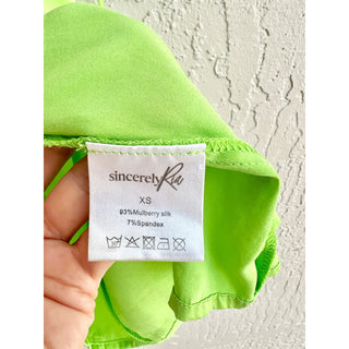 Sincerely Ria Sleeveless Mulberry Silk Bra Top & Midi Skirt Green Women's XS