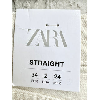 NWT Zara High Rise Ankle Straight Leg Jeans Denim Cream Women's Size EUR 34/US 2