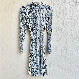 Elie Tahari Long Sleeve Saxon Printed Shirt Mini Dress Blue White Women US 6