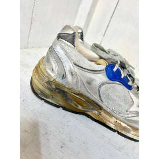 Golden Goose Dad Net Distressed Low Top Running Sneakers Silver Men's Size 12