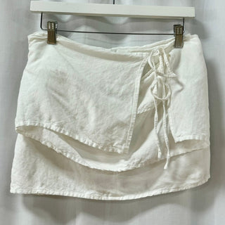 Lioness Asymmetric Hem Mini Skirt Linen blend White Women's Size XS