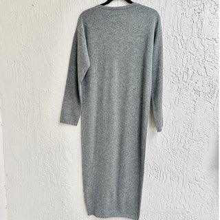 $525 Enza Costa Long Sleeve Knit Cocoon Sweater Wool cashmere Dress Gray Wom XS