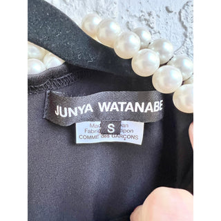 Junya Watanabe Short Sleeve Embellished Pearls T-Shirts Black Women's Size Small