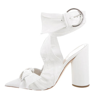 Christian Dior Conquest Patent Calfskin Pointed Toe Pumps White Women's 38 / 7.5