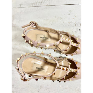 Valentino Garavani Patent Leather Rockstud Slingback Pumps Blush Women 36.5 US 6