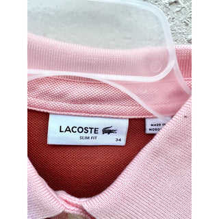 Lacoste 3/4 Sleeve Slim Fit Polo Shirt Bagatelle Pink Women's Size 34 / US 2