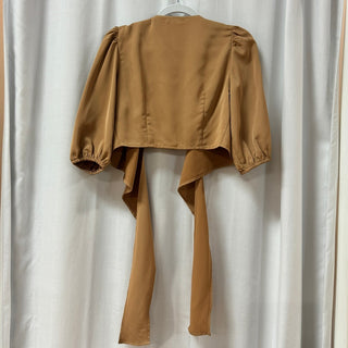 Pretty Lavish Jamie Crop Tie Knot Blouse & Wide Leg Trouser Pants Set Tan US 4