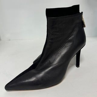 Lafayette Suede & Leather Dual Trim Pointed Stilettos Ankle Boots Black 38.5 / 8