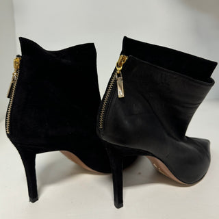 Lafayette Suede & Leather Dual Trim Pointed Stilettos Ankle Boots Black 38.5 / 8