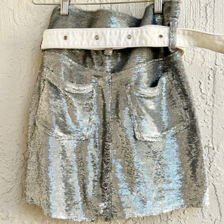 IRO High Rise Sequin Embellished Natou Mini Skirt Silver Women's FR 36 / US 4