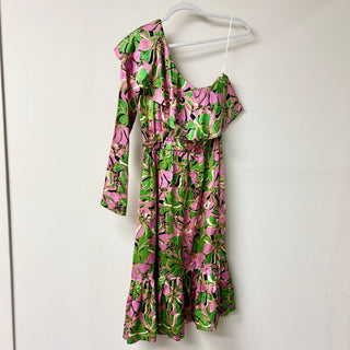 La Double J Boogie Floral-Print Ruffle Trim One-Shoulder Silk Dress Carnevale S