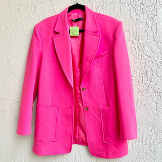 Zara Long Sleeve Notch Lapel Button Front Blazer Jacket Pink Women's Size Small