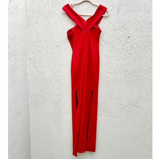 Likely Off The Shoulder Scarlet Darrah Gown Maxi Slit Dress Red Women's Size 4