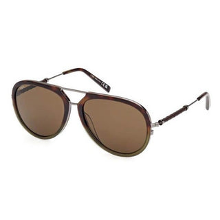 Tom Ford TO 378-56E Brown Tortoise Green Aviator Sunglasses with Leather Pouch