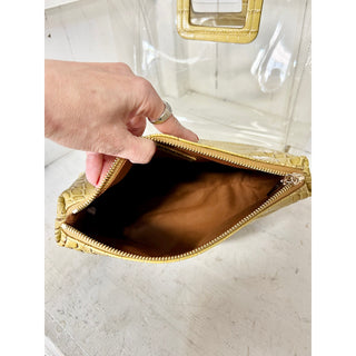 Staud Shirley Clear PVC and Crocodile-Embossed Tote Bag With Removable Pouch
