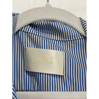 Piu Stripes With Navy Piping Long Sleeve Sleep Pajama Top Blue Men's Size M / L