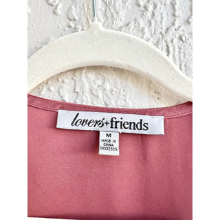 Lovers + Friends Puff Sleeve Hi Low Hem Top Blouse Pink Women's Size Medium