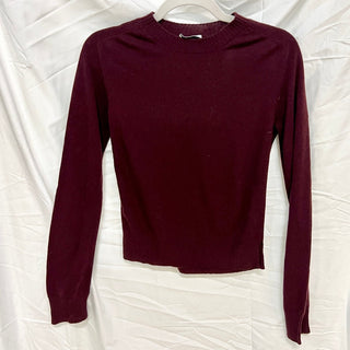 Rosetta Getty Wool Blend Long Sleeve Crew Neck Sweater Burgundy Red Women's S