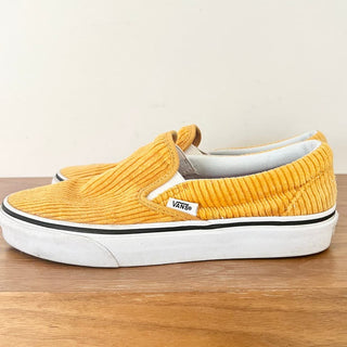 Vans Velvet Corduroy Slip On Casual Shoes Mustard Unisex Size Mens 6 Women's 7.5