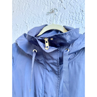 Zara Long Sleeve Windbreaker Drawstring Hooded Jacket Blue Women's Size Small